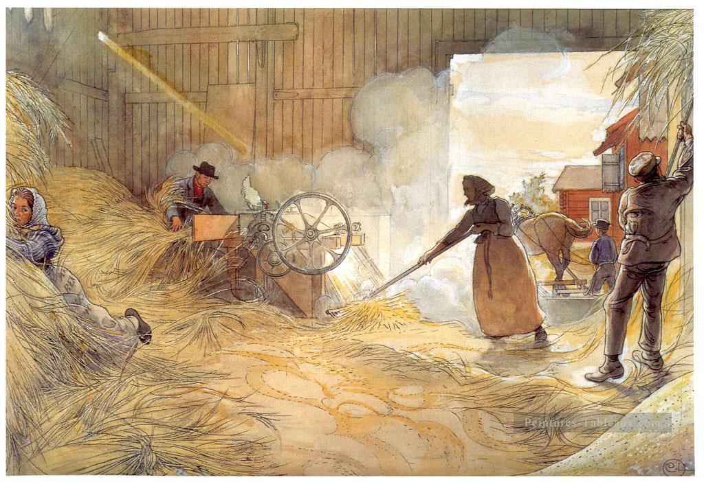 battage 1906 Carl Larsson Peintures à l'huile